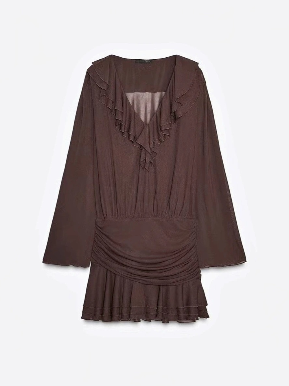 Zara Maroon Ruffle Mini Dress